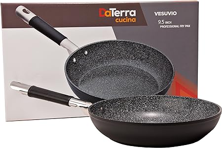 Professional 9.5 Inch Nonstick Frying Pan | Italian Made Ceramic Nonstick Pan by DaTerra Cucina | Sauté Pan, Chefs Pan, Non Stick Skillet Pan for Cooking, Sizzling, Searing, Baking and More