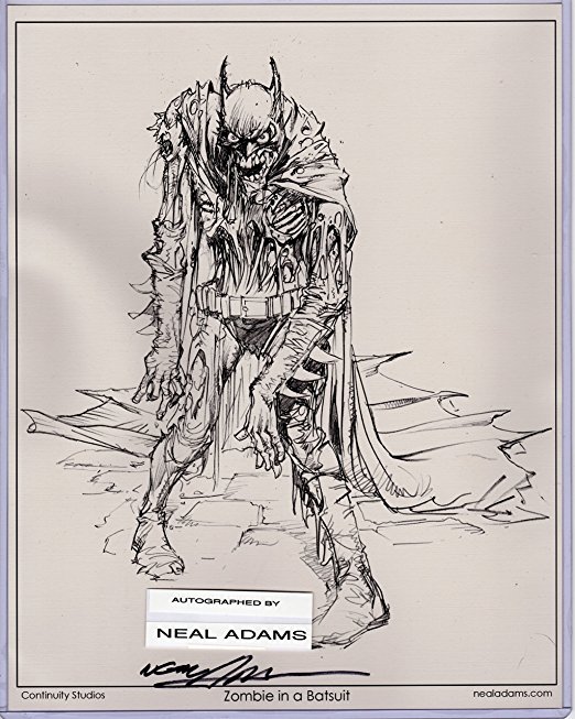 Neal Adams Zombie in a Batsuit Sketch Autographed with COA 11" X 14" Print