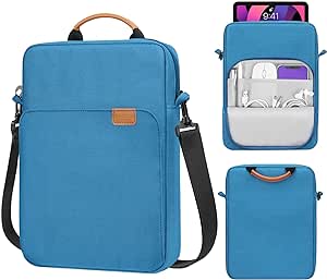 MoKo 9-11 Inch Tablet Sleeve Bag Handle Carrying Case with Shoulder Strap Fits iPad Pro 11 inch,iPad 10th 10.9,iPad 9/8/7th Generation 10.2,iPad Air 5/4th 10.9,iPad 9.7,Tab S8/S9 11", Peacock Blue