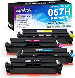 INK E-SALE Compatible Toner Cartridge Replacement for Canon 067H 067 CRG-067H High Yield Toner for Canon MF656Cdw MF653Cdw MF650C 4Pack with Chip Shows Ink Level Adjust Image Quality I-Fax Function