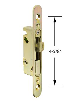 FPL #3-45-S Sliding Glass Door Replacement Mortise Lock with Adapter Plate, 4-5/8" Screw Holes, 45 Degree Keyway- YZD Plating