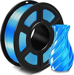 SUNLU Silk PLA  Filament 1.75mm, Filament Brillant et Soyeux pour Imprimante 3D, Filament PLA Plus avec Surface d'impression Brillante, Précision Dimensionnelle  /- 0.02mm, 1KG Soie Bleu