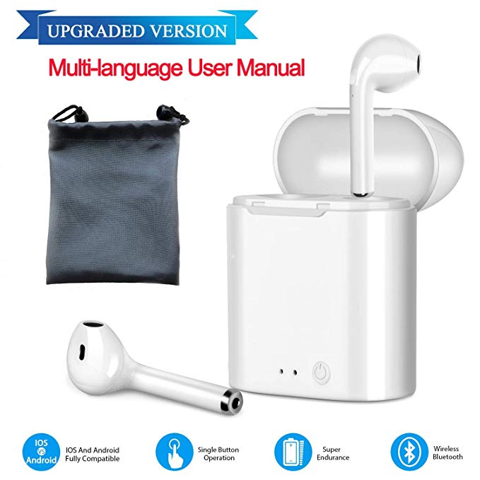 AISPEED CREATIONS Upgarded Bluetooth Headphones, Wireless Earbuds Noise Cancelling In-Ear Earphones with Microphone and Charging Case Pods, Compatible with Smartphones