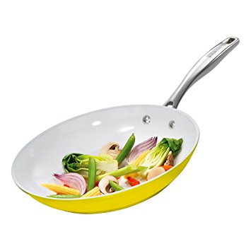 Bialetti Illuminate Ceramic Saute Pan for Charity Water, 10.25", Yellow