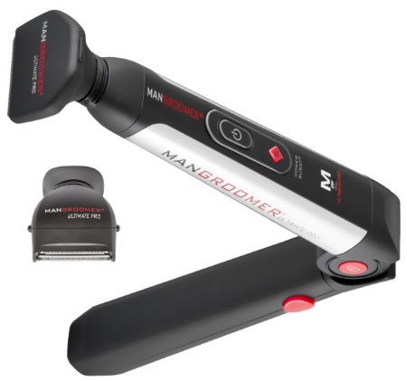 MANGROOMER Ultimate Pro Back Shaver with 2 Shock Absorber Flex Heads Power Hinge Extreme Reach Handle and Power Burst