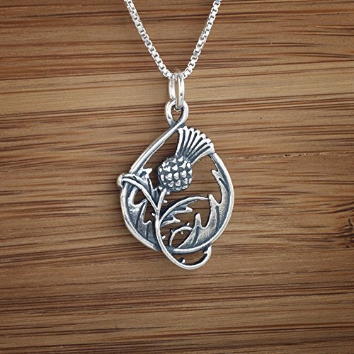 Scottish Thistle - STERLING SILVER - Double-Sided - (Pendant, Necklace, or Earrings)