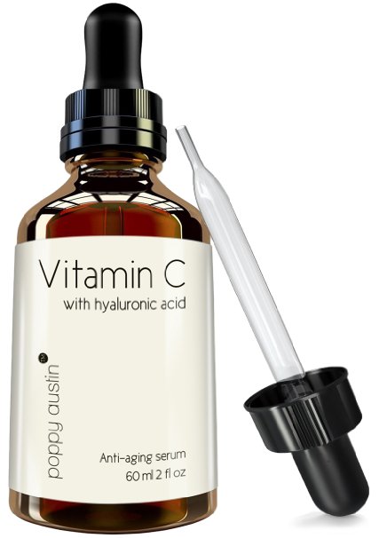 Poppy Austin Best Vitamin C Serum for Face Huge DOUBLE SIZED 60 ml Bottle Twice The Quantity of Other Vitamin C Serums Contains Pure Vegan Hyaluronic Acid and Organic Jojoba Oil Finest Triple Purified All-Natural Formula