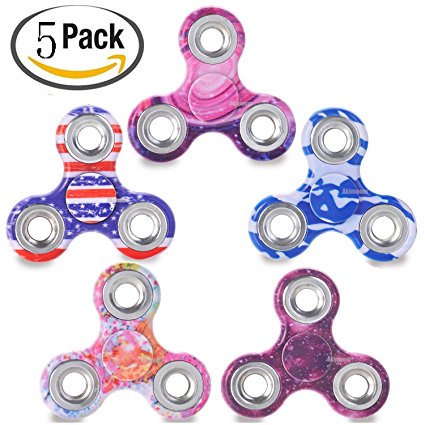 Fidget Spinner Toy, Fidget Spinner Prime, Spin 2-3 Min Super Smooth and Well Balanced Best Stress Reducer for Adult, Kids - Great for Anxiety, Autism, ADHD and Quit Smoking 5 Pack