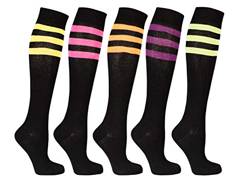 Socks n Socks-Women 5-Pairs Luxury Cotton Colorful Cool Fun Knee high Socks