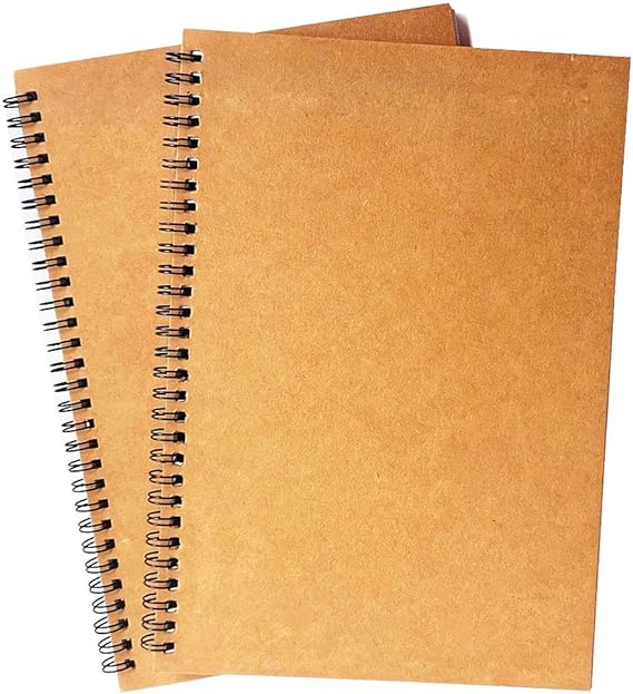 Spiral Notebook, Wirebound Notebook, Thick Paper Ruled Notebook, 60 Sheets, 10" X7”, 2 Pack (Khaki, Line)