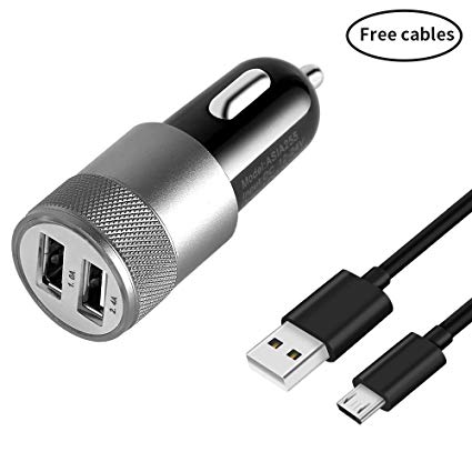 Compatible with Samsung Galaxy S7 Car Charger,JOMOQ Micro USB Ultra Fast Retractable Coiled Dual-Port Car Charger Adapter,also for HTC, Sony, nokia,Nexus, Motorola, LG, Huawei, xiaomi
