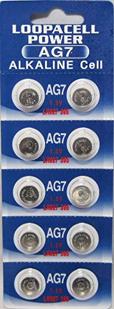 LOOPACELL 10 x AG7 LR927 395 SR57 1.5 Volt Alkaline Cell Watch Batteries