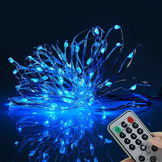 BOLWEO Battery Operated Fairy String Lights 66 LEDs on 5m Copper Wire with Remote Timer,Dimmable Christmas Lights for Home,Christmas Tree,Holiday,Garden,Bedroom,Indoor,Outdoor (Blue)