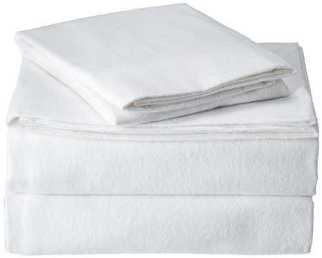 Brielle 100-Percent Cotton Flannel Sheet Set, Queen, White