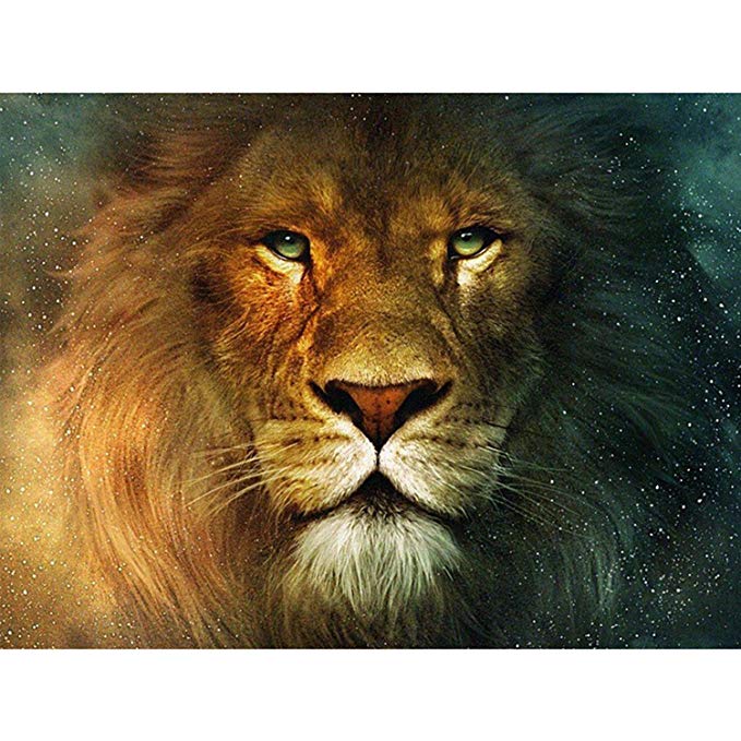 Artoree DIY 5D Diamond Painting by Number Kit for Adult, Full Drill Diamond Embroidery Dotz Kit Home Wall Decor-14x14" Lion