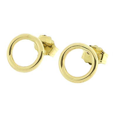 Automic Gold Solid 14k Yellow, White or Rose Gold Open Circle Earrings