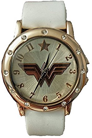 Wonder Woman WOW5006 White Rubber Watch w/ Rosegold Case