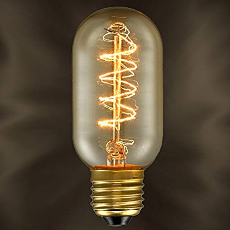 Y-Nut 1 Pack Edison Style Filament T45 Bulb, 40W 2700K Warm White, Vintage Style Short Tube Bulb, Spiral filament