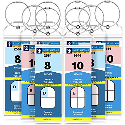 GreatShield Luggage Tags, Weatherproof Zip Seal & Steel Loops for Royal Caribbean and Celebrity Cruise (8 Pack)