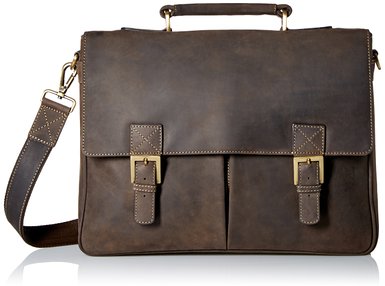 Visconti Visconti Berlin Leather Twin Buckle Briefcase With Detachable Strap