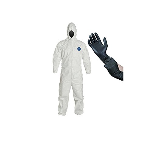 DuPont TY127S Tyvek Protective Coverall with Hood, Elastic Cuffs, 2X-Large with InPrimeTime Protective Gloves