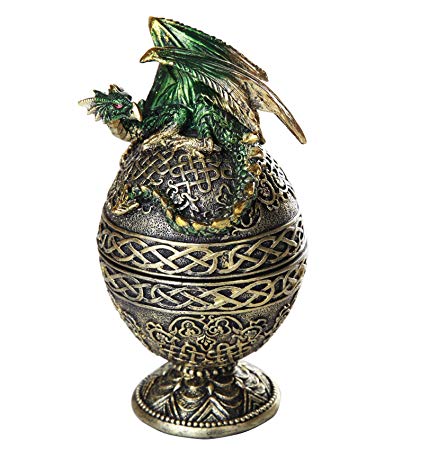 Pacific Giftware Dragon Protector of The Golden Celtic Egg Orb Sculptural Box Collectible 6.5H