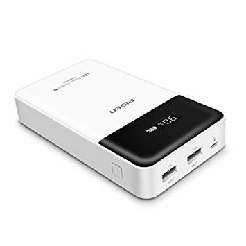 Pisen 15000mAh LCD Display Power Bank with 1A 2.4A Dual USB Port Universal Portable Charger Fasting Charger for iPhone, Samsung and More