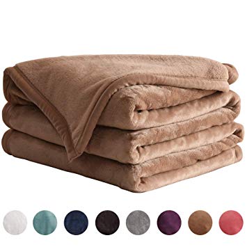 LIANLAM Queen Size Fleece Blanket Lightweight Super Soft and All Season Warm Fuzzy Plush Cozy Luxury Bed Blankets Microfiber (Camel, 90"x90")