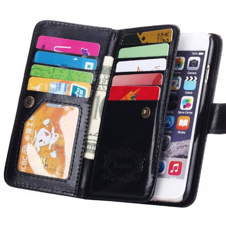iPhone 6 Plus CaseJoopapa Luxury Fashion Pu Leather Magnet Wallet Credit Card Holder Flip Case Cover with Built-in 9 Card Slots for iPhone 6 Plus 55quot Inch