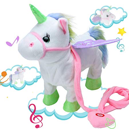 Alpacasso Musical Unicorn Toys, Singing and Walking Pegasus Pony Electronic Toys. (White)