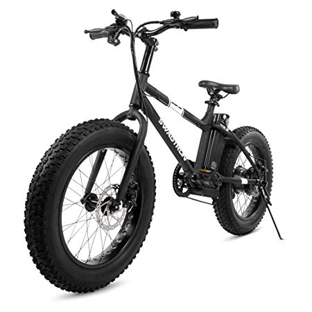 Swagtron EB-6 Bandit E-Bike 350W Motor, Power Assist, 4” Tires, 20” Wheels, Removable 36V Lithium Ion Battery, Dual Disc Brakes– Electric Bike 7-Speed Shimano SIS Shifting Built for Trail Riding