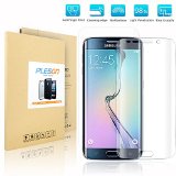 Galaxy S6 Edge Screen Protector PLESON Samsung Galaxy S6 Edge Screen Protector Full Coverage S6 Edge Curved Edge Screen Protector Front and Back Edge to Edge - Ultra Slim HD Clear Front and Back Premium PET Film  Definition Invisible and Anti-bubble Crystal Shield C Lifetime Warranty with Retail Packaging