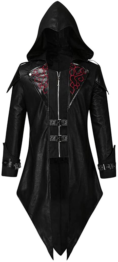 CUCUHAM Men's Coat Tailcoat Jacket Gothic Frock Coat Uniform Costume Praty Outwear