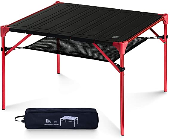 iClimb Light Compact Connecting Camping Folding Table with Carry Bag, Three Size (Black -L)