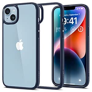 Spigen Ultra Hybrid Back Cover Case Compatible with iPhone 14 (TPU   Poly Carbonate | Navy Blue)