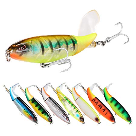 SeaKnight Topwater Fishing Lure Whopper Plopper 3.54in/4.33in/5.11in Floating Rotating Tail Bait Freshwater Saltwater Bass Lures