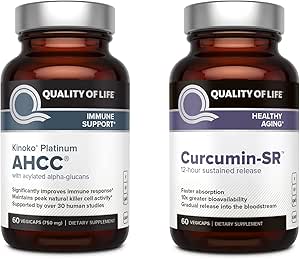 Quality of Life Immune bundle - Fight both with Kinoko Platinum AHCC mushroom extract and Microactive Curcumin SR