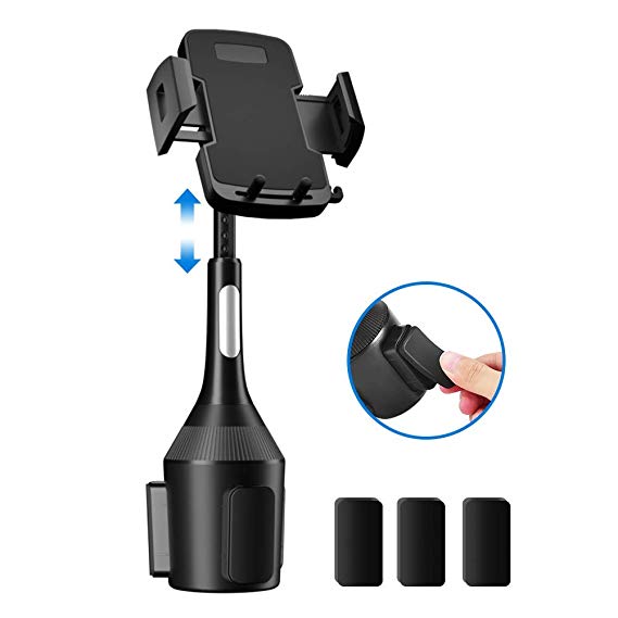 Car Holder Cup Phone Mount MIRACASE Adjustable Universal Car Mount Cradle for Cell Phone with Extension Support Compatible with iPhone Xs Max XR 8 Plus 7 6 Galaxy S10 9 8 7 Edge 7 6 Note 9 10 (Black)
