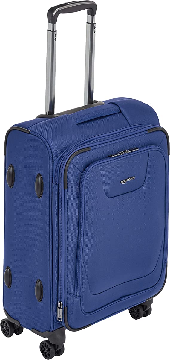 AmazonBasics Expandable Softside Carry-On Spinner Luggage Suitcase With TSA Lock And Wheels - 21 Inch, Blue