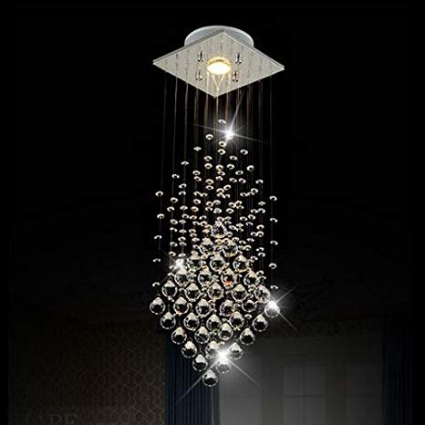 Surpars House® Flush Mount 1-Light Crystal Rain Drop Chandelier 1X3W GU10 LED Bulb Included