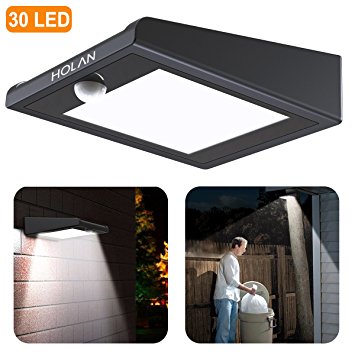 【Updated Version】30 LED Solar Light,Holan Solar Powered Security Lights Outdoor, Super Bright / Waterproof / Wireless / 120 Degree Wide Angle Motion Sensor Wall Lights for Garden, Fence, Patio, Deck, Yard, Driveway, Stairs, Outside Wall etc