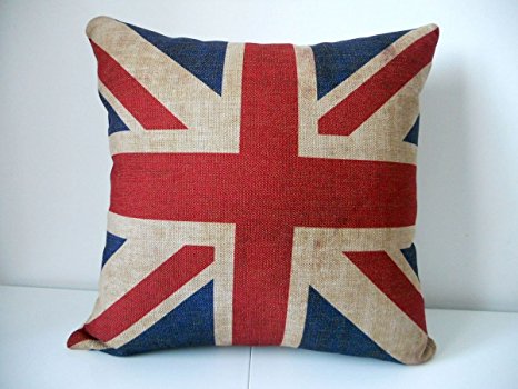Decorbox The Union Jack British Flag Cotton Linen Square Decorative Throw Pillow Case Cushion Cover 18 "X18 "