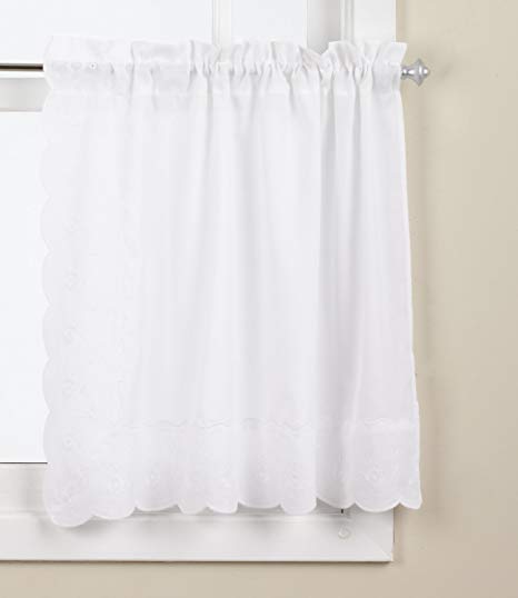 LORRAINE HOME FASHIONS Candlewick Tier Curtain, 60 by 36-Inch, White