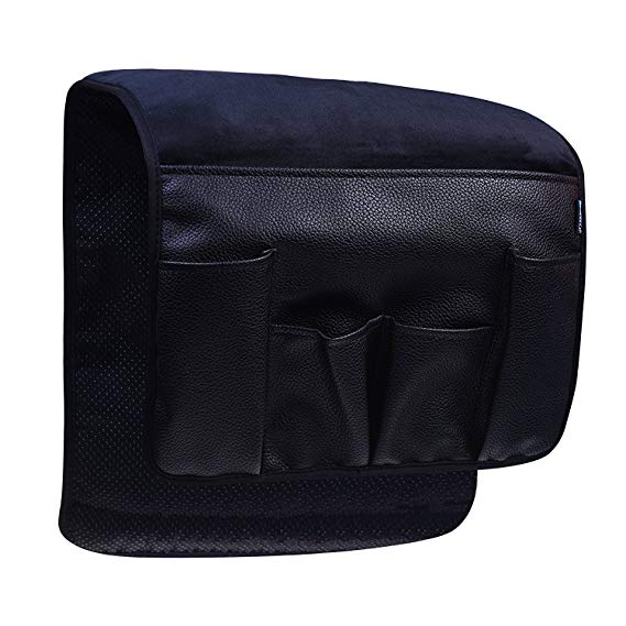 BCP Black Color Velvet Sofa Couch Chair Armrest Soft Caddy Organizer Holder for Remote Control, Cell Phone, Book, Pencil