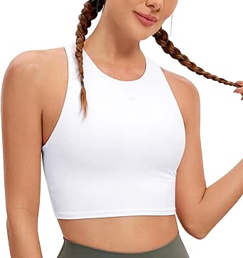 CRZ YOGA Damen Butterluxe Racerback Sport BH Gepolstert Ohne Bügel Crop Tops Longline Yoga Tank Top Fitness Sports Bra