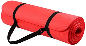 BalanceFrom Go Yoga All Purpose Anti-Tear Exercise Yoga Mat with Carrying Strap, Red