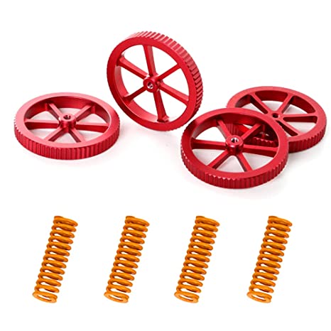 Creality Upgrade Metal Leveling Nuts and Springs Upgraded Set for Ender 3/3 Pro/3 V2/3 Max, Ender 5/5 Plus/ 5 Pro, CR 10 Series 3D Printer Kit for Bed Staying Level (4Pcs)