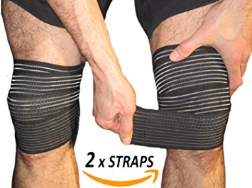 Armstrong Amerika Knee Pain Relief Straps Support Wraps Gym Squat Lifting Knee Brace Velcro Compression Bandage Sleeve Reduce Rheumatoid Arthritis Joint Inflammation Swelling & Fluid (Medium)