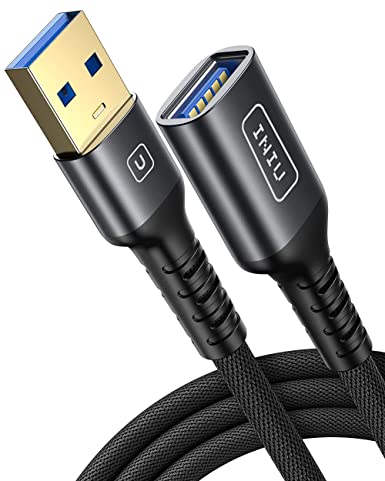 3m USB 3.0 Extension Cable, INIU 5Gbps Type A Male to Female Extension Cord, 3A Nylon Braided Phone Data Transfer Cable for Laptop, Desktop, Printer, Camera, Flash Drive, Gamepad Samsung, Switch,etc