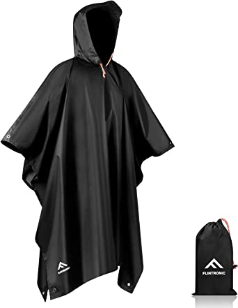 flintronic Poncho de Lluvia Impermeable, 3 en 1 Multifuncional Chubasquero Ligero Transpirable Ultrafino/Estera/Toldo Manta, Chubasqueros Impermeable de Camping para Aire Libre Picnic, Senderismo